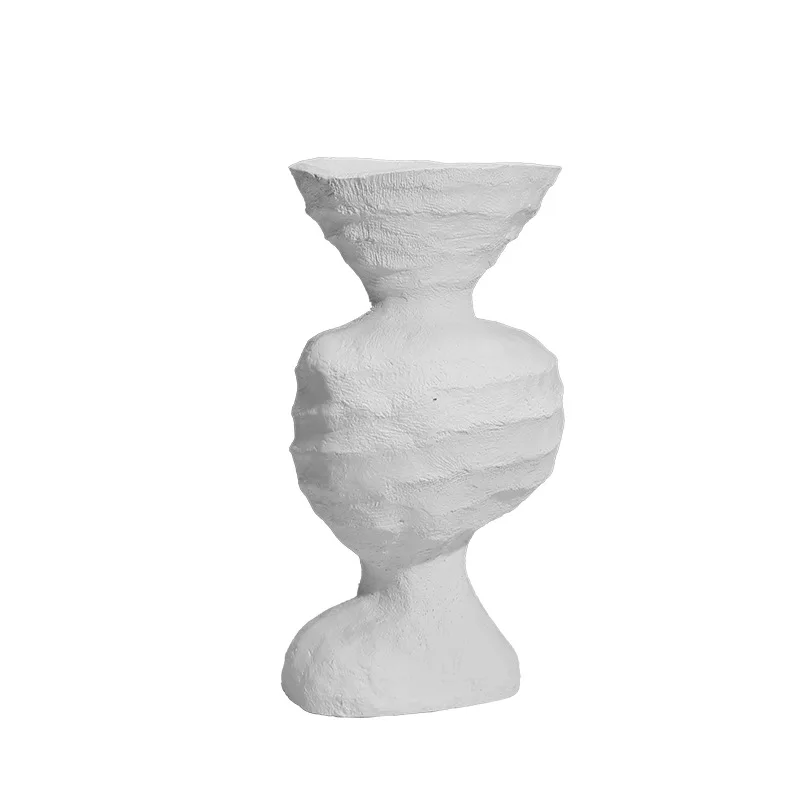 

Modern creative simplicity, crooked neck shape, white flower ornament, quaint creative handicraft, dried flower vase