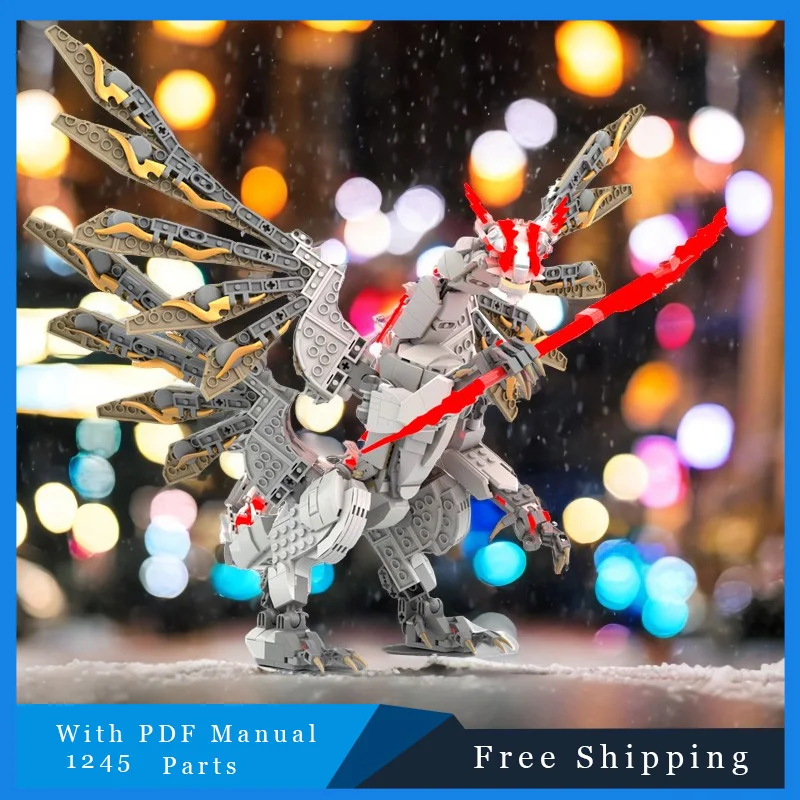 1245 PCS Creative MOC Four Wings Ancient Dragon Building Blocks Model For Boys & Adults DIY Assembly Display Toys Christmas Gift