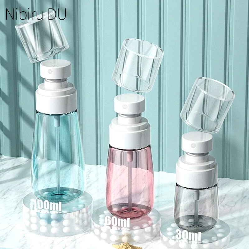 30/60/100ml Fine Mist Spray Bottle Transparent Plastic Alcohol Atomiser Portable Empty Spray Bottles Toxic Free Nail Care Tools