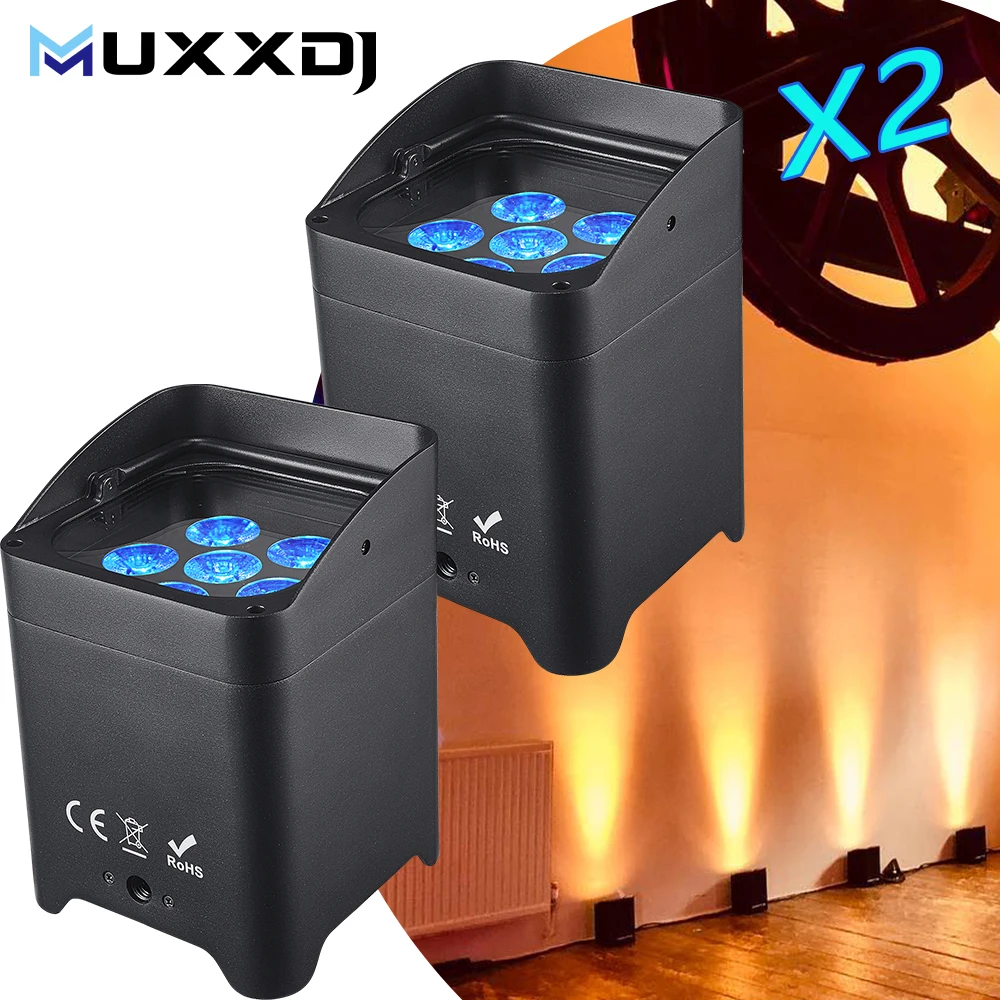 

MUXXDJ 2 шт. 6x18 Вт RGBWA UV 6in1 Ht-s618 Беспроводные светодиодные фонари с питанием от батареи Wi-Fi DMX Приложение для Dj Club Вечеринка Свадьба