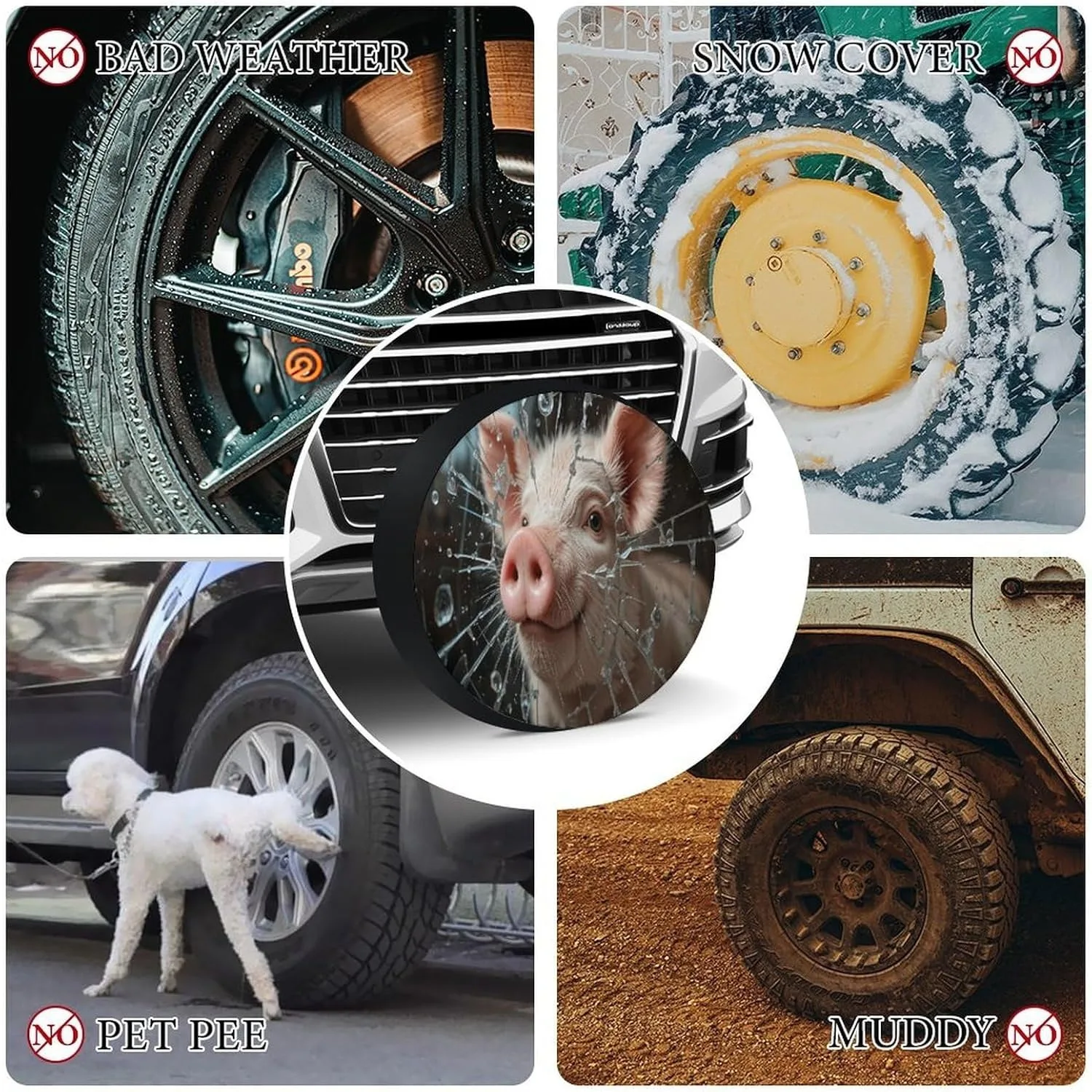 Cubierta de neumático de repuesto con estampado de cerdo bonito, cubierta de rueda impermeable a prueba de polvo, ajuste Universal para vehículo RV SUV Camper, 1 ud.