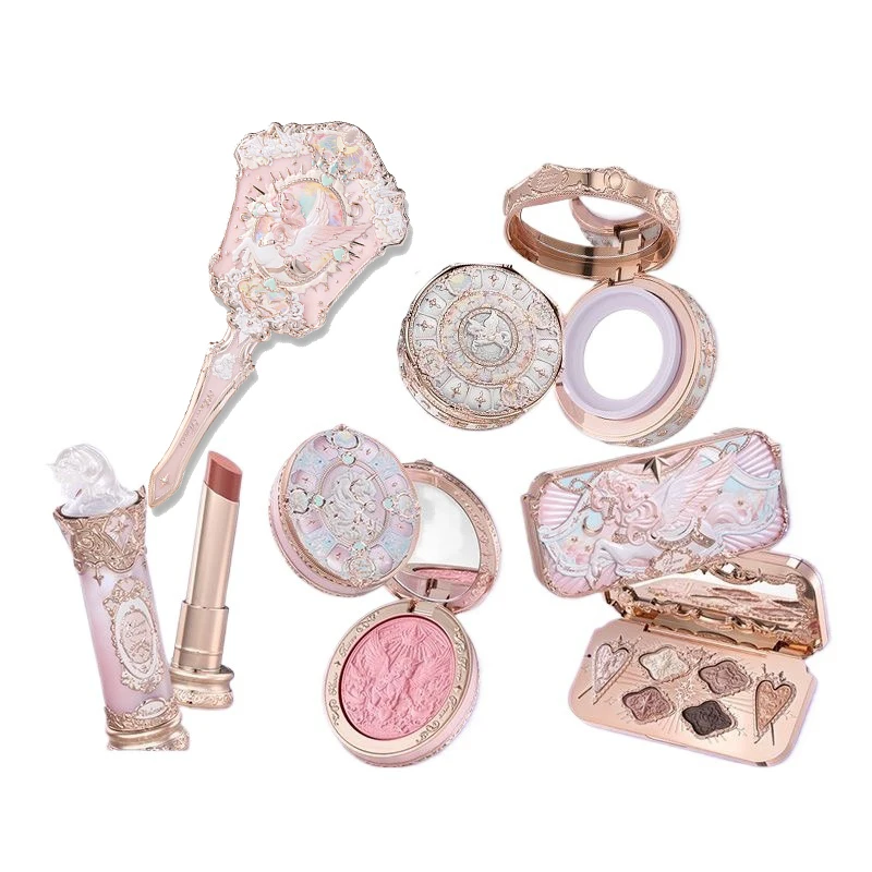 flower-knows-knight-unicorn-makeup-5pcs-gift-set-lipstick-blush-cloud-setting-powder-lipliner-eyeshadow-cosmetics-kit-maquillage