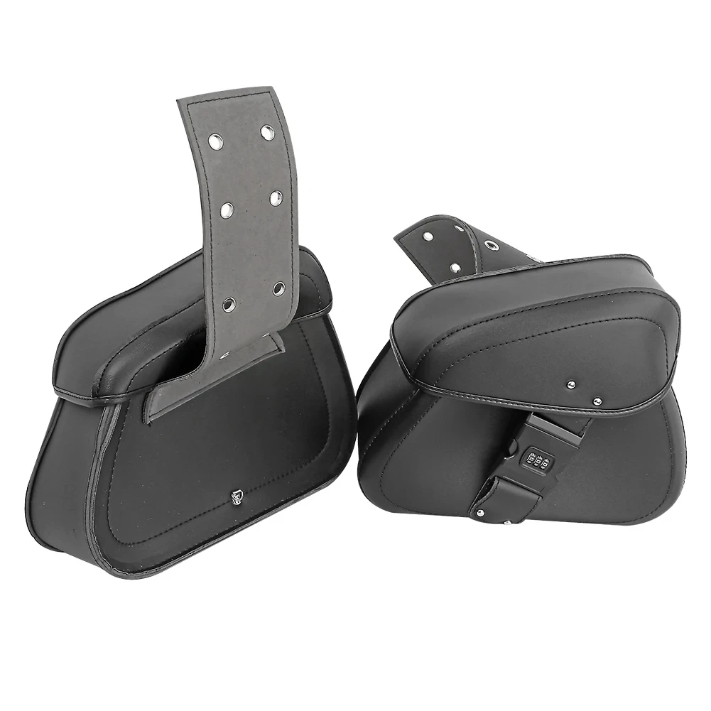 Universal Waterproof PU Leather Motorcycle Side Saddlebags With Password Lock For Honda Yamaha Kawasaki Harley Bobber