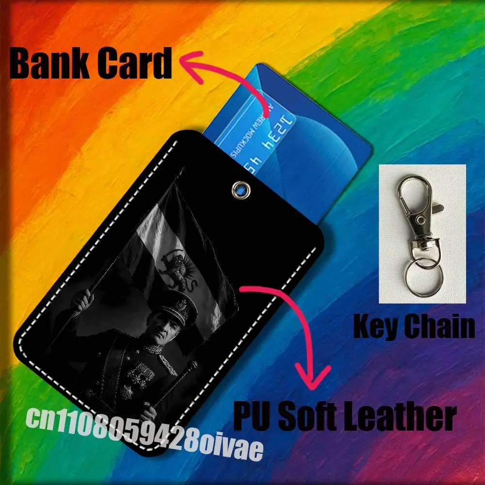 모하메드 레자 P-팔라비 이란 ID 클립 신용카드 은행카드 가방 버스 식사카드 홀더 커버 포켓 장식 키체인