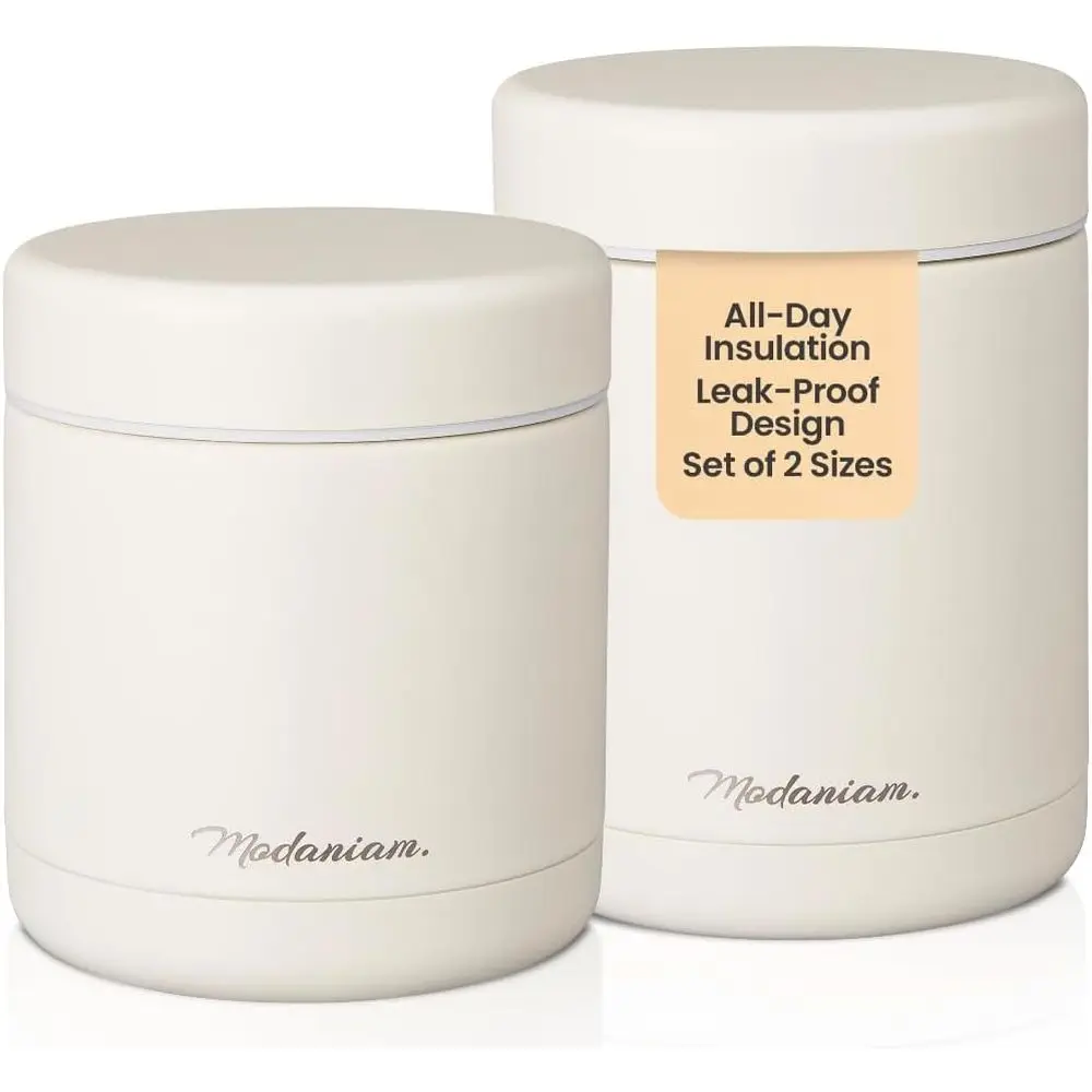 

Набор из 2-х термосов для еды из нержавеющей стали (16 унций + 12 унций) | Широкое горло | Термос-ланчбокс | Термоизолированная супница | Ланч-бокс для