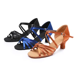 Sapatos de Dança de Salão Suave para Mulheres, Sapatos de Dança Profissional para Senhoras, Salsa, Samba, Festa, Tango, Latino, Meninas, 5 cm, 7cm, A02D