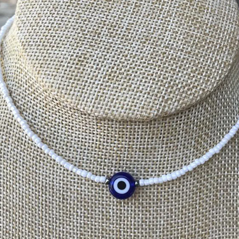 Beaded Danity Choker Beach Vibe Bohemian Jewelry Evil Eye Protection,