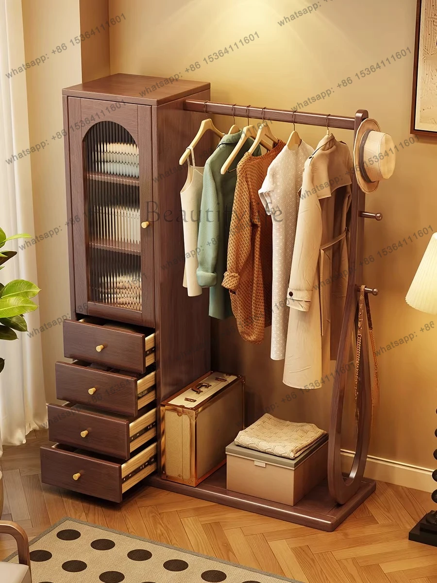 

New Chinese solid wood coat rack, chest, integrated large-capacity hanger