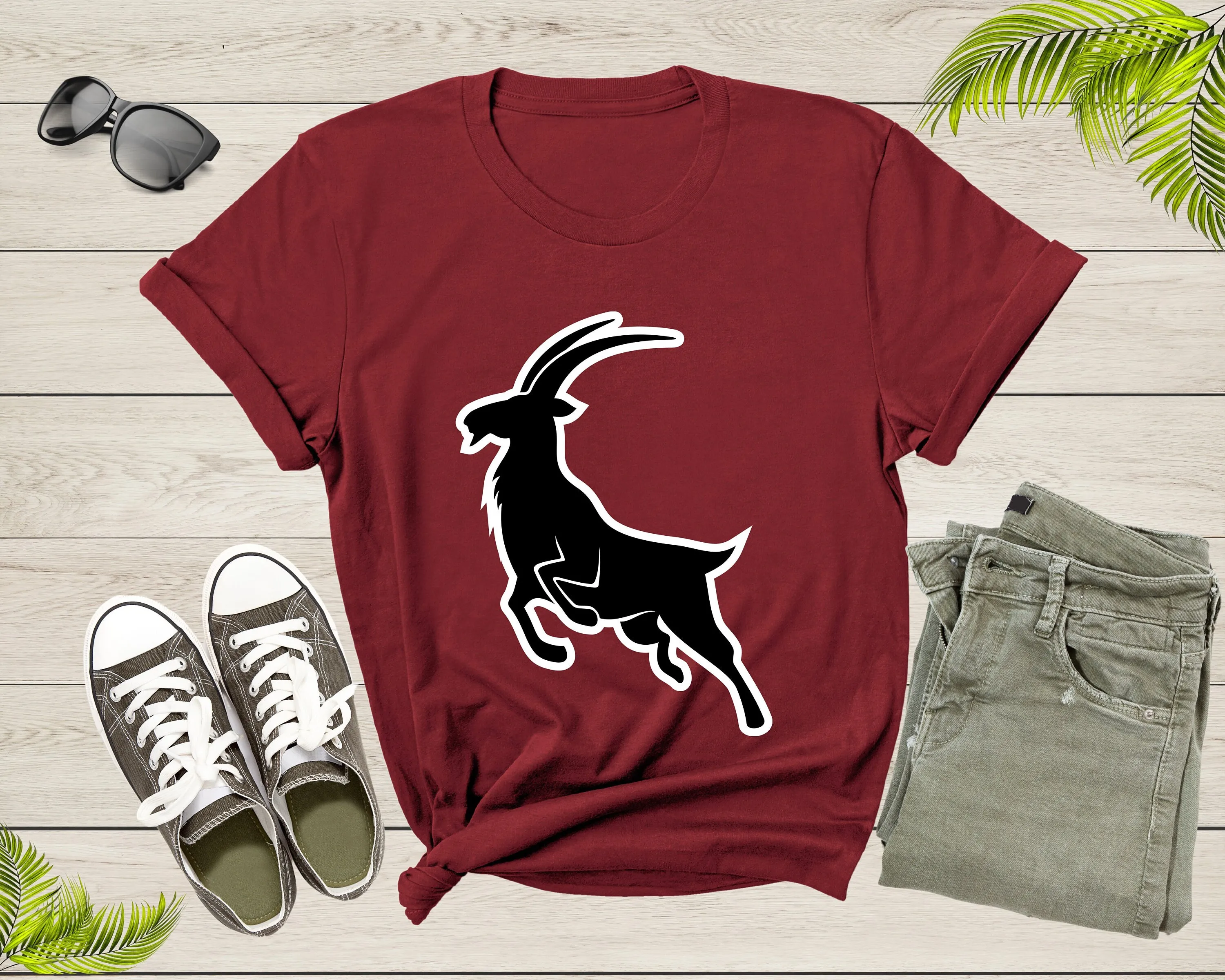 Cool Wild Goat Animal Horn Livestock Silhouette Capricorn T Shirt Lover Farm Life