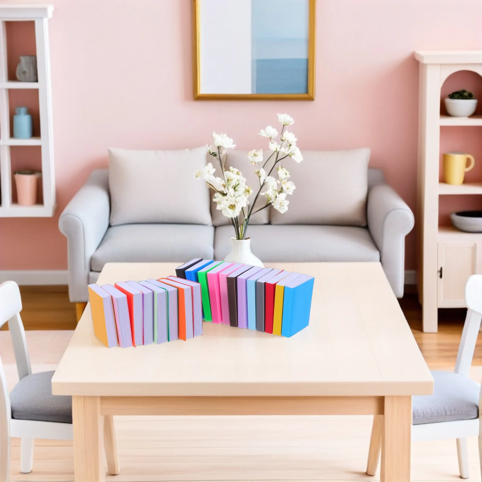 

40Pcs Miniature Dollhouse Books Blank Colorful Small Notebooks for DIY Crafts Decorative Library Scene Props Kids Creative Play