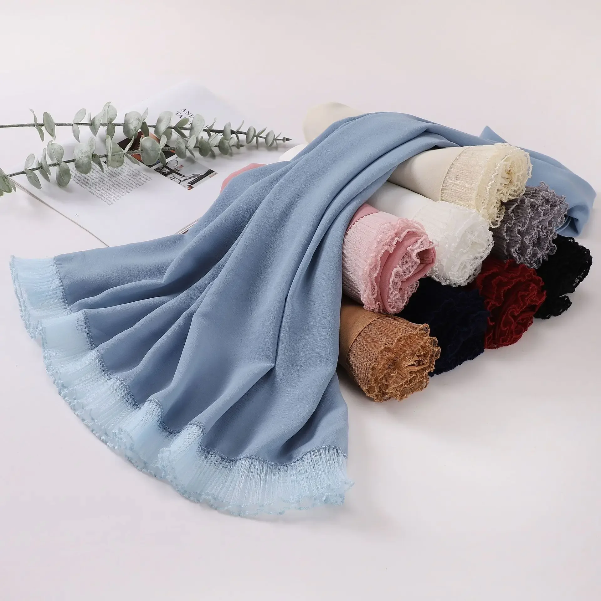 

Новый кружевной шифоновый шарф с жемчугом, тюрбан, женский мусульманский хиджаб, исламские палантины, шали, банданы, повязка на голову, Bufanda, платок, Turbante Mujer