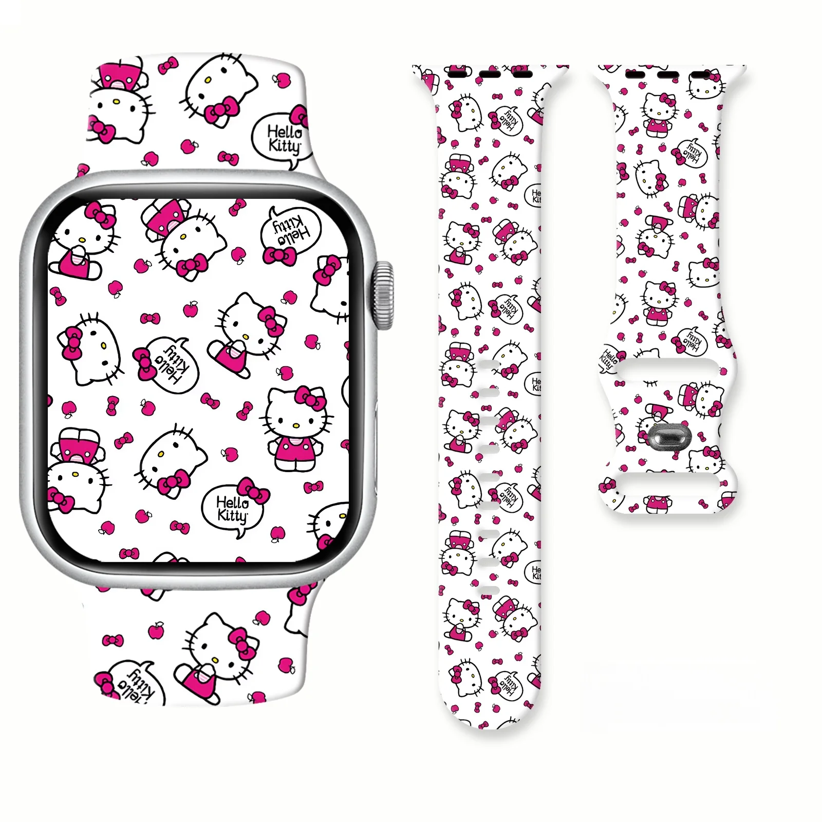 

Sanrio Little KT Cat Strap for Apple Watch 11 10 9 8 Silicone Band Replaceable Bracelet for iWatch 46mm 44mm 42mm 41mm Watchband