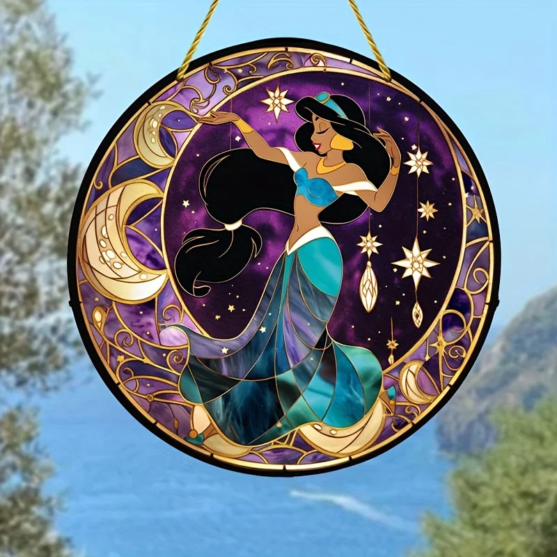 علاء الدين ياسمين Suncatcher - نافذة زجاجية ملونة من الأكريليك النابضة بالحياة معلقة للمكتب والمنزل والمطبخ وديكور الحديقة - عيد الأضحى #1