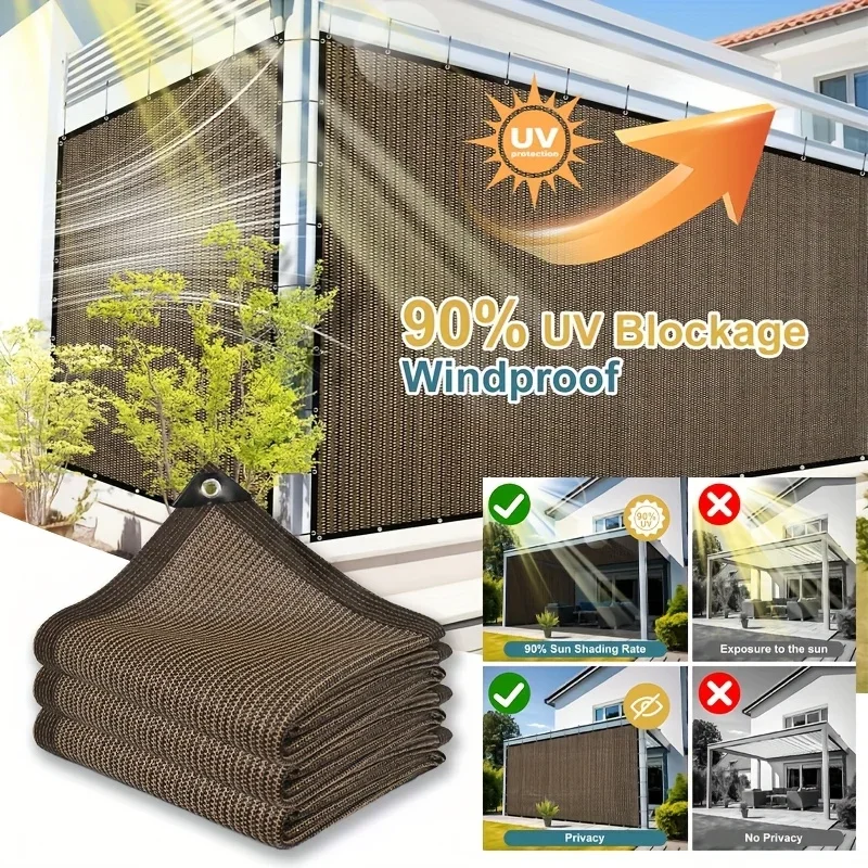 

90% УФ-блок, солнцезащитная ткань, уличный экран для конфиденциальности, сверхмощная дышащая сетка для сада, патио, балкона с втулками