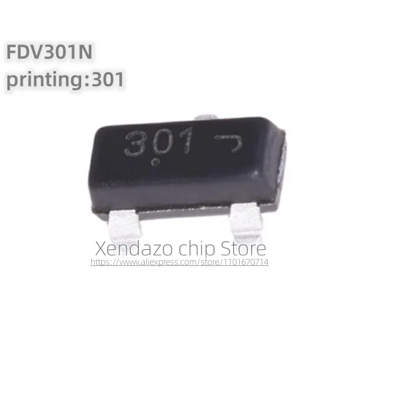 20pcs/lot FDV301N Silk screen printing 301 SOT-23 package Original genuine N-channel 25V/220mA MOS field effect