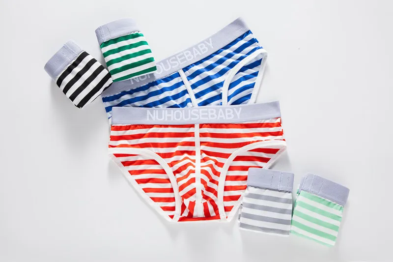 Fashionable personalized cotton underwear men’s boxer  brief shorts youth striped sexy low waist boxer shorts