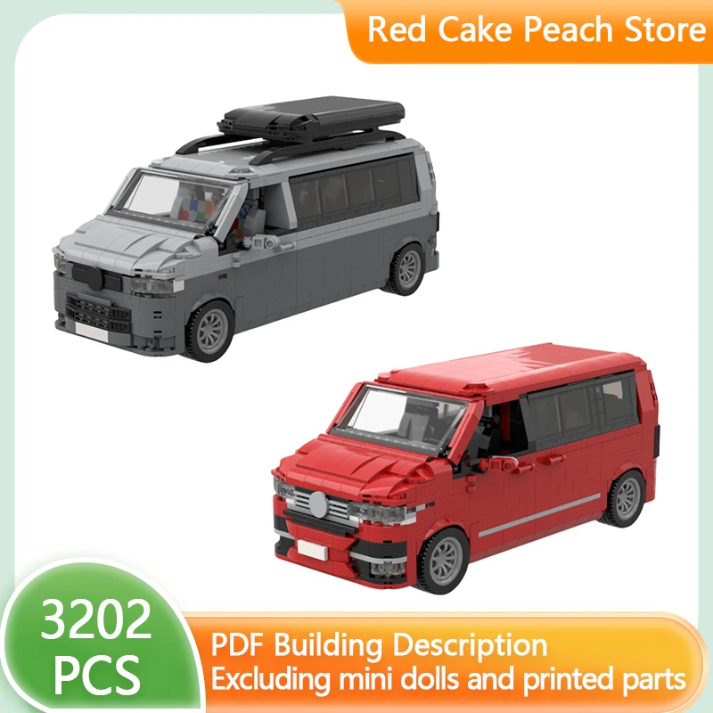 City Car Model MOC Building Bricks T6 And T5 Multi Purpose Long Van Modular Technology Gifts Holiday Assemble Children Toys Suit