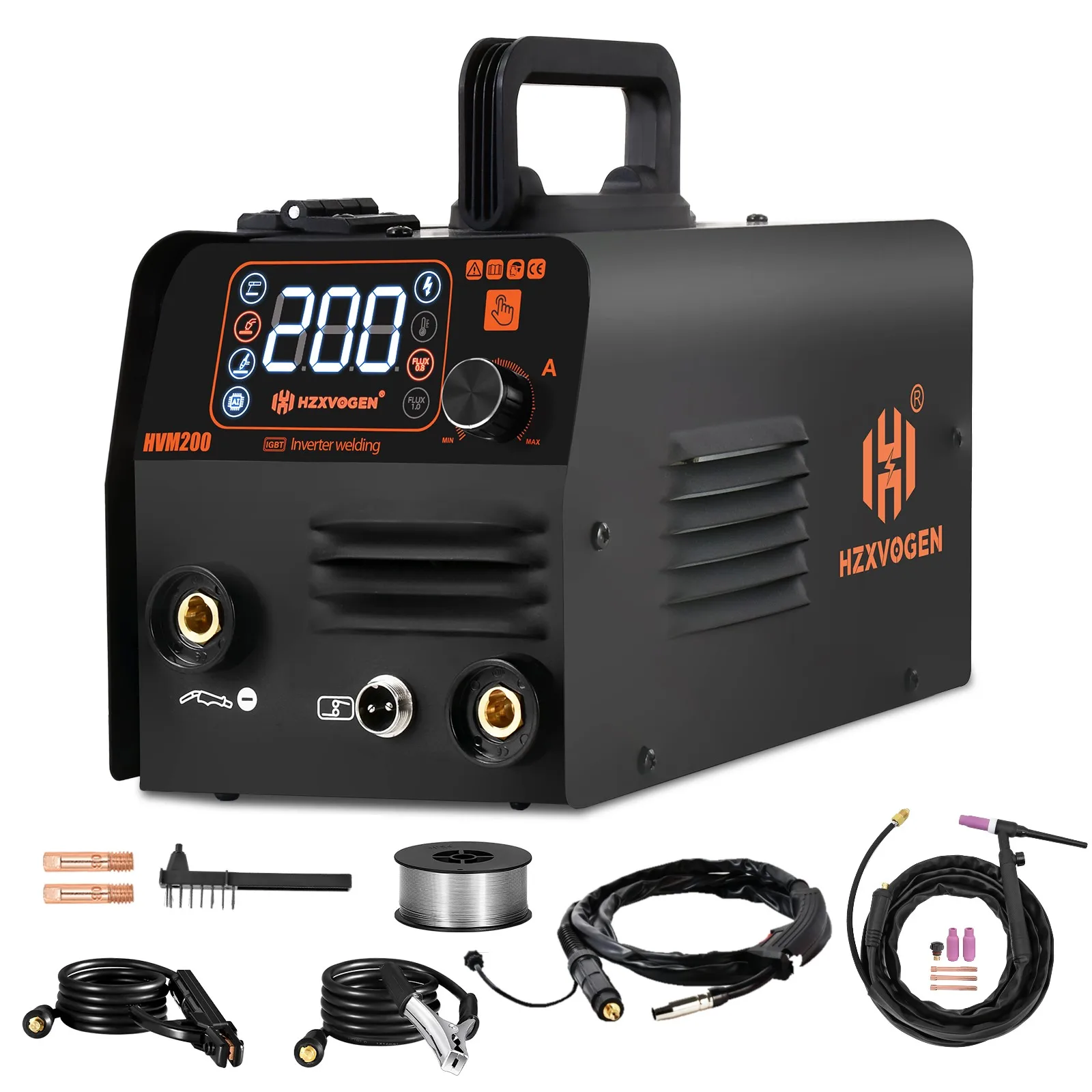 HZXVOGEN 3 in 1 MIG/TIG/MMA Semi-automatische lasmachine HVM200 Inverter Lasser Synergy Tool Non Gas voor gasloos ijzer Solderen - afbeelding 2