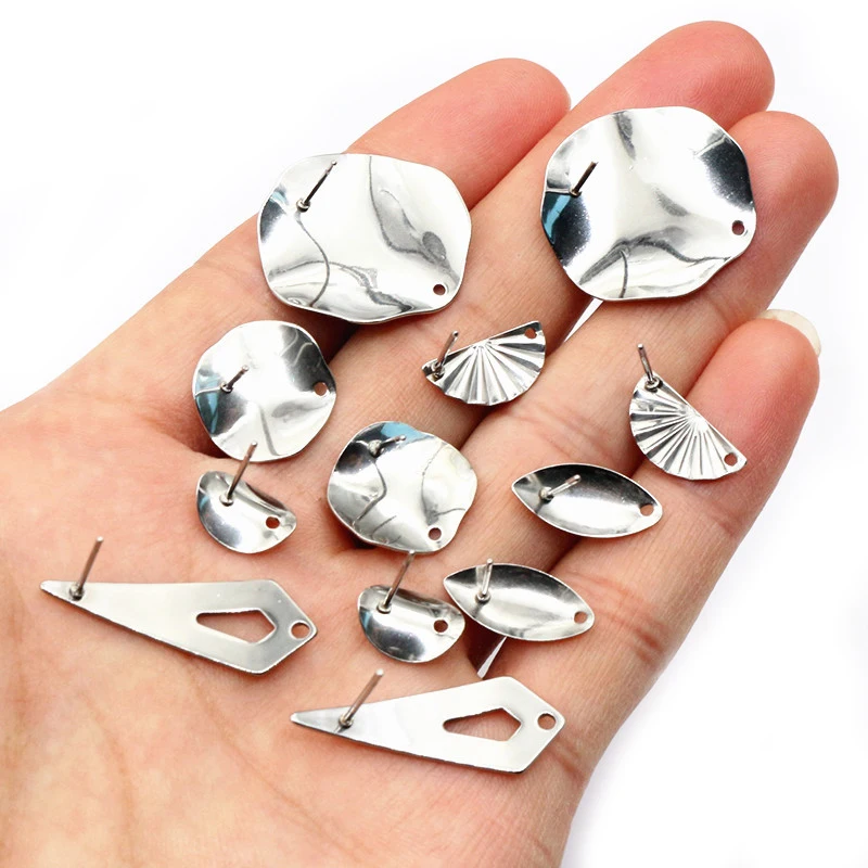 20pcs Irregular Polygonal Geometric Earring Stud Posts Stainless Steel Gold DIY Earrings Jewelry Making Accessories Findings view 3