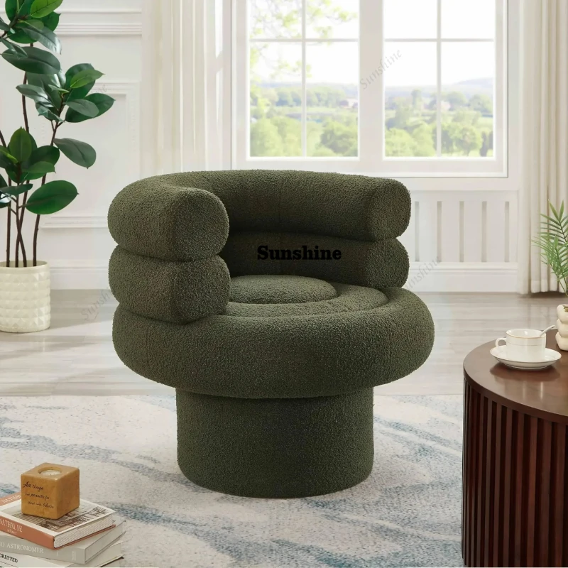 

Sherpa Swivel Accent Chair Modern Barrel Armchair Teddy Fabric Comfy Reading Seat for Bedroom Living Room Nursery Office