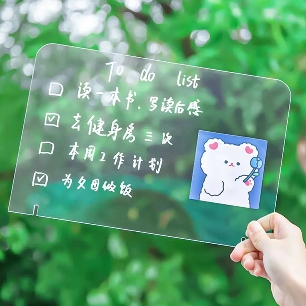 Note Board Whiteboard Office School Supplies Menu Records with Stand Acrylic Dry-Erase Board Desktop Display Memo Message Board