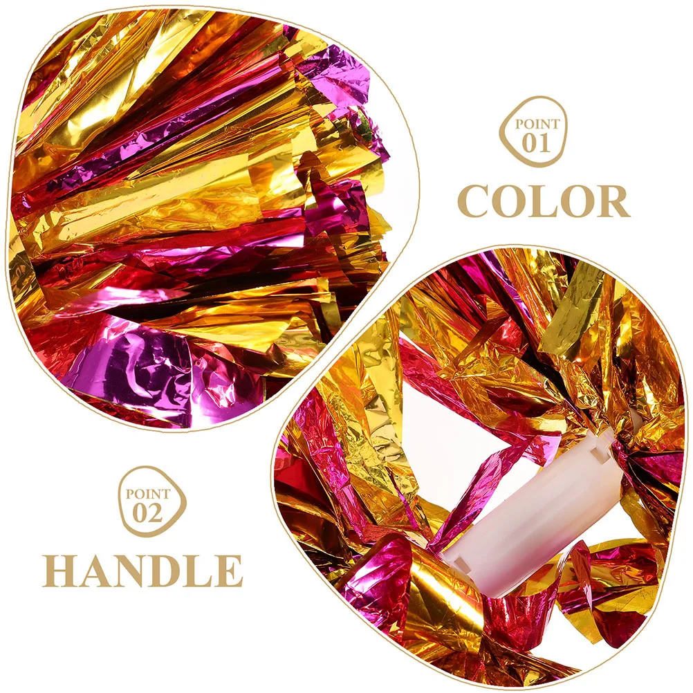 

2pcs Metallic Cheering Pom Poms Durable Pe Material Bright Sparkle Decorative Team Dance Competition Props Outdoor