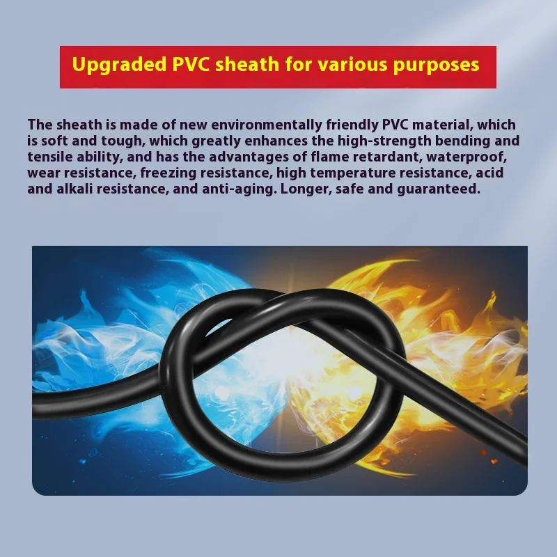 سلك مغلف قياسي وطني، سلك تمديد الطاقة، كابل Rvv، سلك مرن من النحاس الأساسي، 2-Core، 3-Core، 4-8 Core، 1.5 2.5 #4