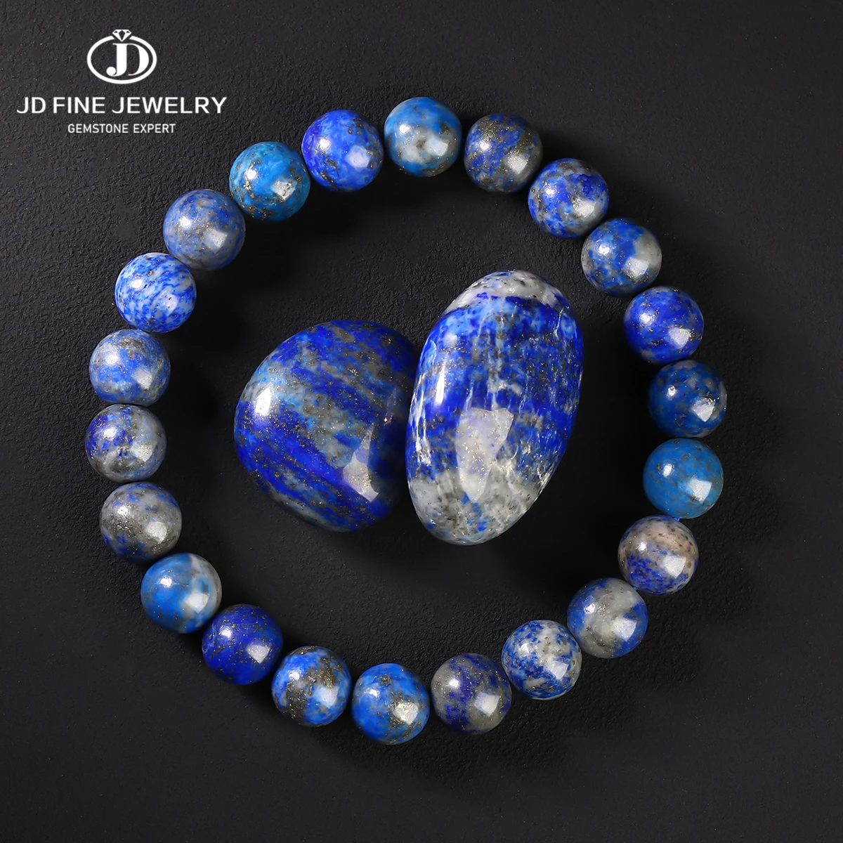 JD 6 8 10mm Natural Stone Lapis Lazuli Beaded Bracelet Bangles Women Men Round Simple Bracelets Reiki Healing Jewelry Gift
