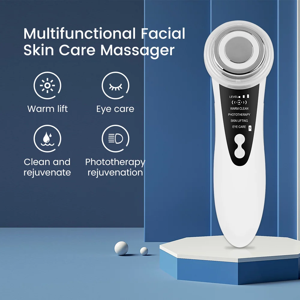 EMS Facial Massager LED Light therapy Sonic Ion Vibration Skin Tightening Face Lifting Anti Wrinkle Beauty Device Skin Care Tool