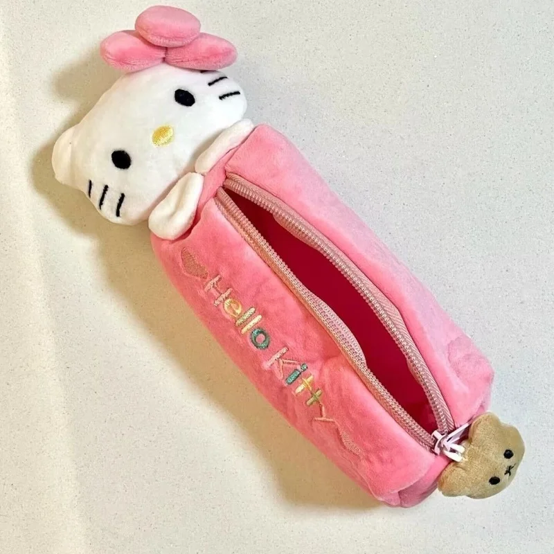 حقيبة أقلام رصاص محمولة على شكل قلب للفتيات على شكل قطة كرتونية لطيفة على شكل قطة حقيبة أدوات مكتبية للفتيات باللون الوردي #3