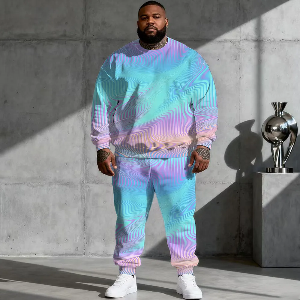 

S-9xl plus size Men's 2-Piece Hoodie Set: Iridescent Plaid Basics - Soft Fabric, Warm, Modern Shimmery Checks