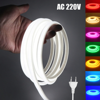 220V COB Strip White /Red /Ice Blue /Pink /Yellow /Purple Waterproof Home Decor Outdoor Lamp Flexible LED Neon Ribbon Light