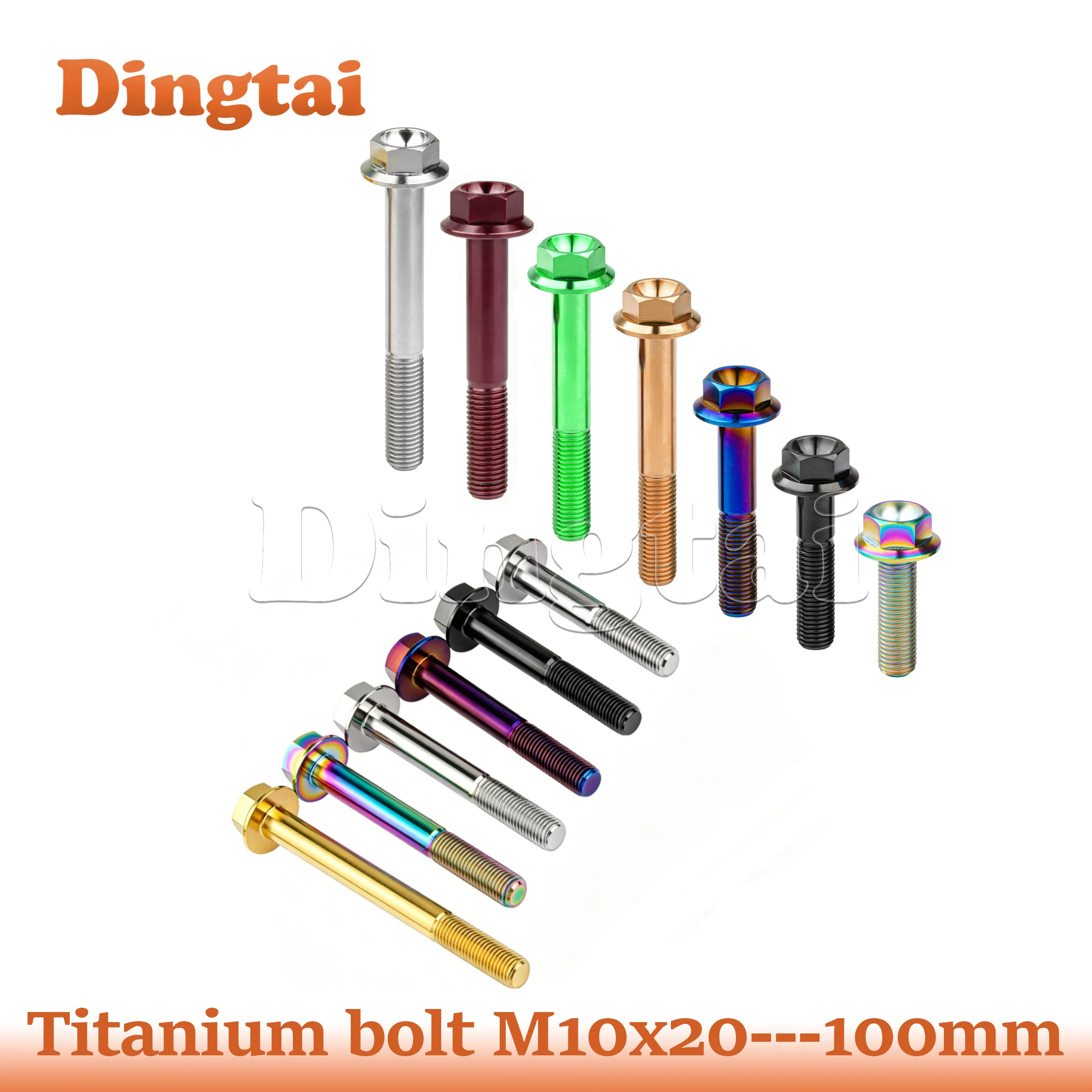 Dingtai M10 X 20 25 30 35 40 45 50 55 60 65 70 75 80 100mm Pitch1.25mm Titanium Ti Hex Head Flange Bolt