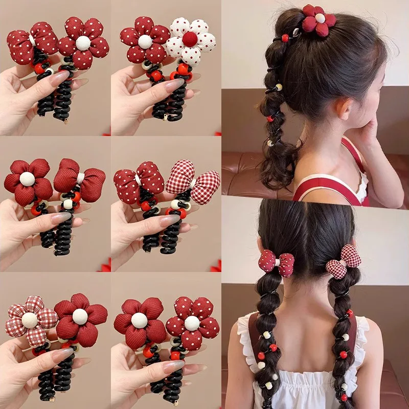 Christmas Telephone Hair Accesorios Para El Cabello Hair Ties Women Kids Girl Ponytail Hair Rope Winter Spring Coil Hair Ring