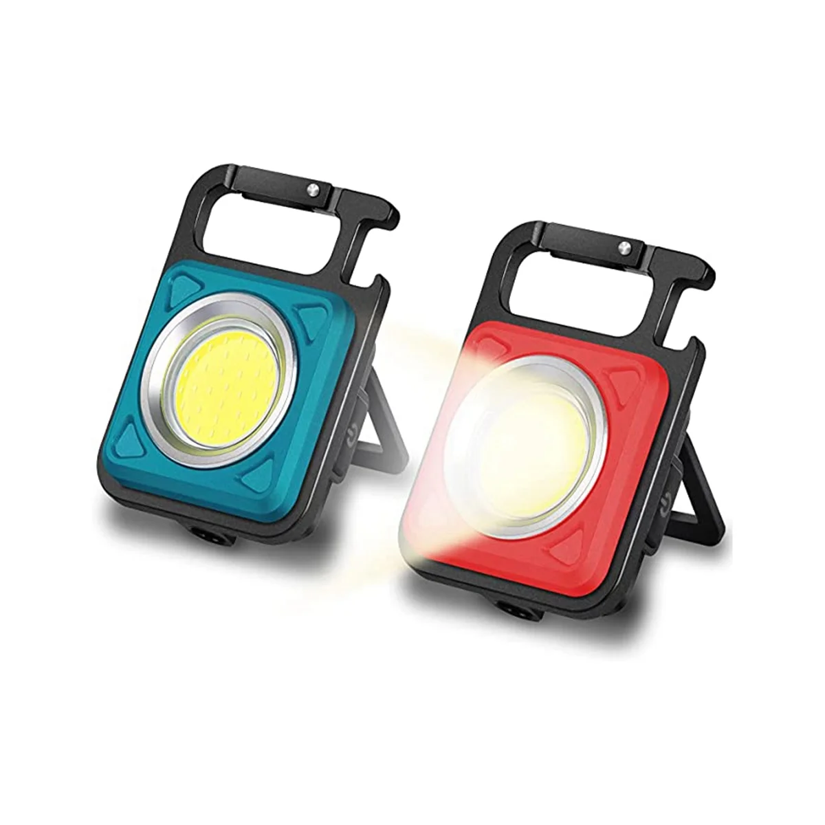 2 Pcs Multi-Functional Mini COB Key Chain Work Light, Suitable for Hiking, Camping, Survivals and Emergency.