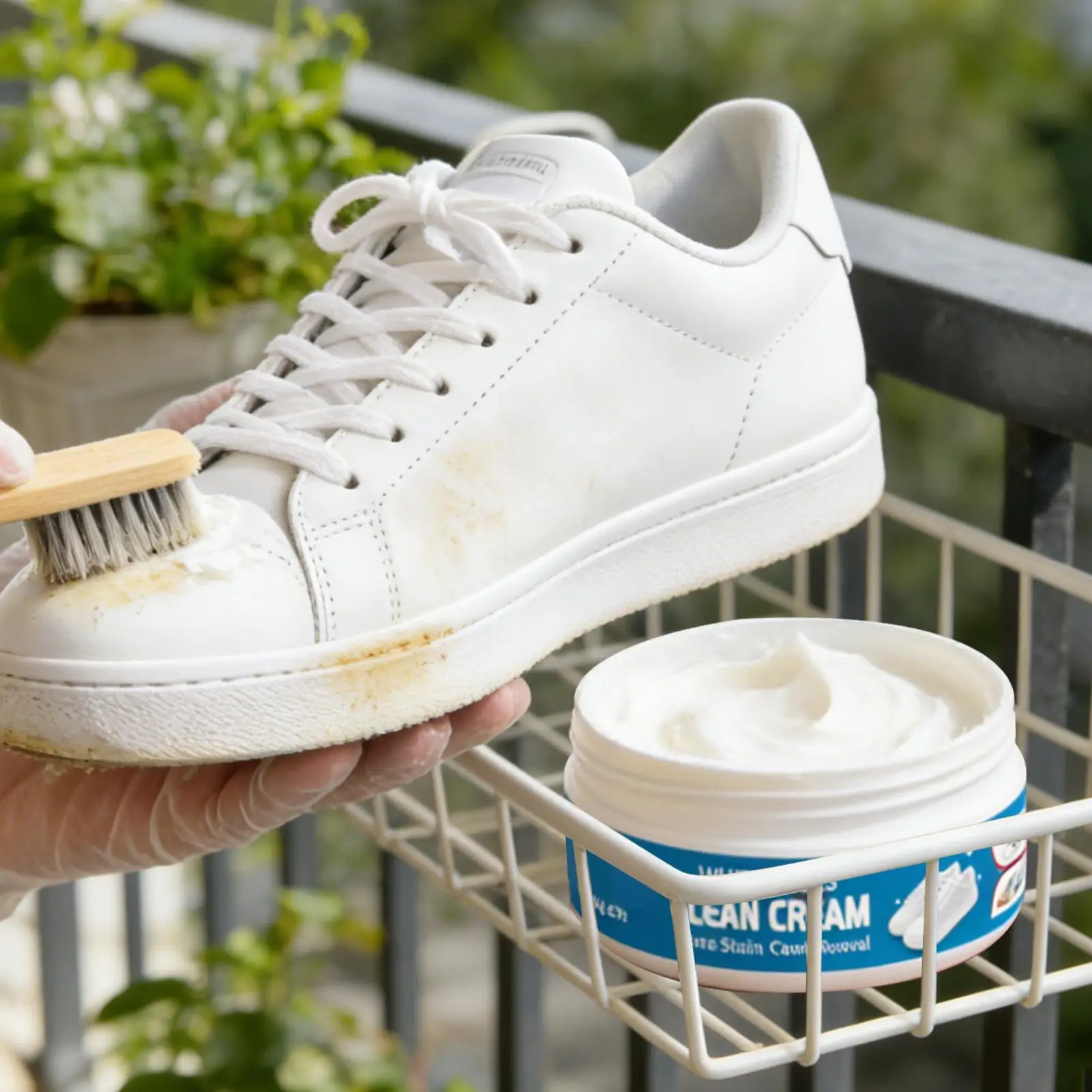 160g White Shoe Cleaner Cream With Sponge Stain Remover Cleaning Treater No rinsing required For Canvas Rubber Canvas Sole Stain