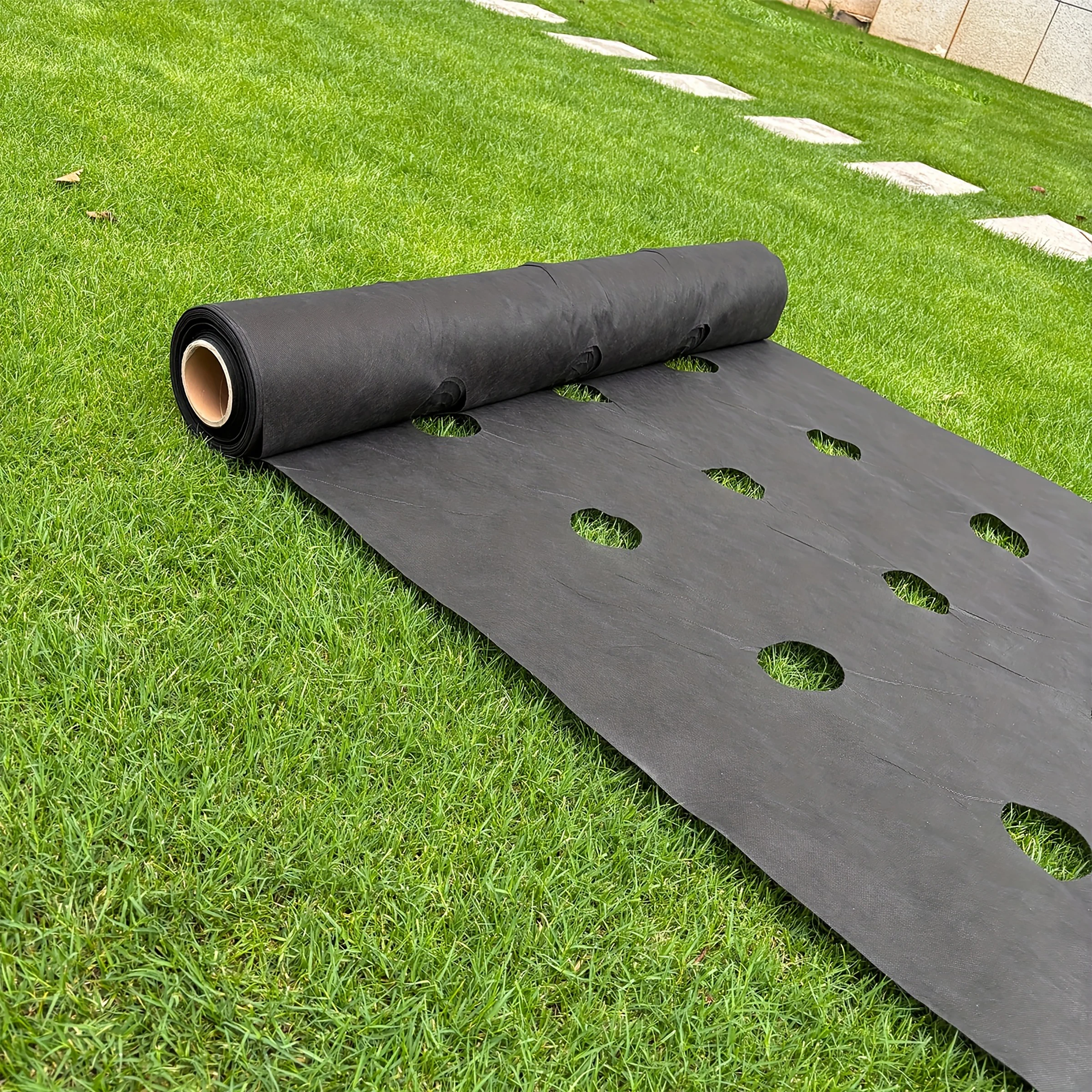 Open hole weed proof cloth -1x10 meters+10 U-shaped ground nails, suitable for weed control in gardens, farms, vegetables, etc.