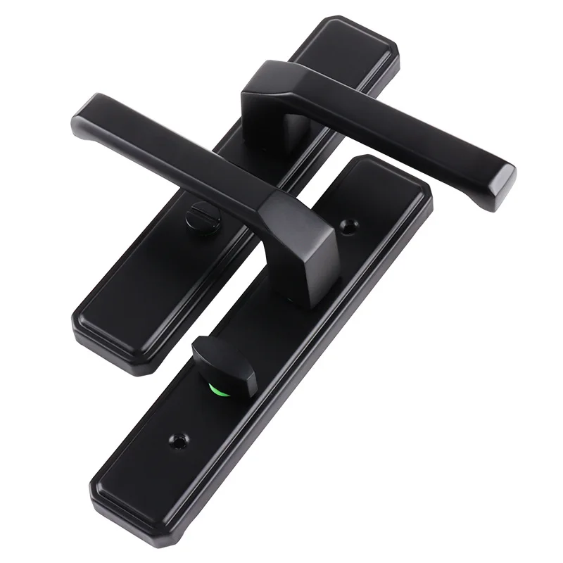 

Single Tongue Aluminum Alloy Black Silent Door Lock, Toilet Universal Bathroom Glass Door Handle