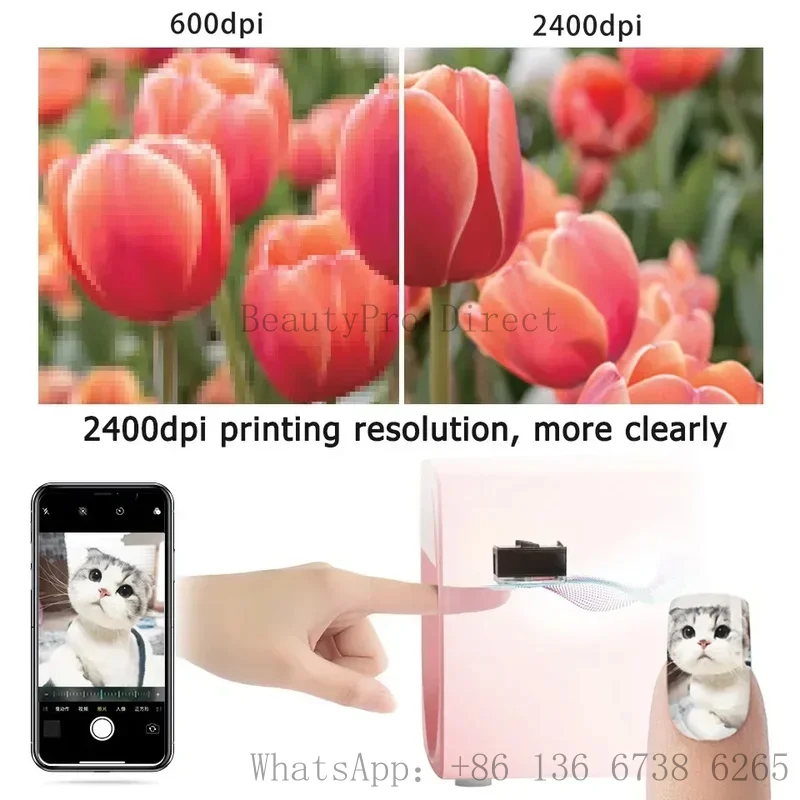 

Smart Nail Printer 3D Portable Mobile Nail Painting Machine 2400DPI Printing Resolution Support WiFi/DIY for Home Nail Salon