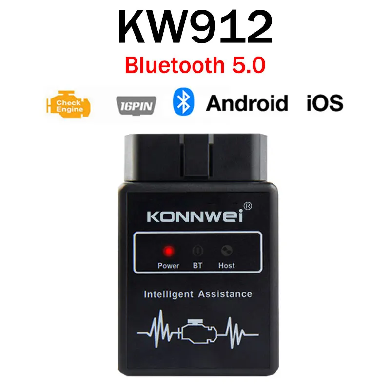 KONNWEI ELM327 V1.5 OBD2 Scanner KW912 Bluetooth Wireless Car Diagnostic Tool ELM 327 V 1 5 OBD 2 Code Reader For All 12V Cars