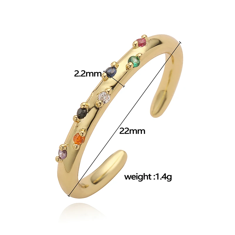 HECHENG,Brass 18K Golden Plated Rainbow Colour Inlaid Cubic Zirconia Ring Women's Gold Star Shaped Ring Jewellery Gifts