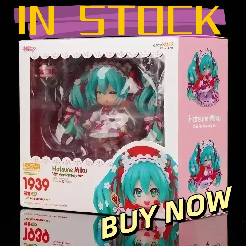 

IN STOCK HOT #1939 Hatsune Miku Anime Figure 15th Anniversary Strawberry Miku Action Figure PVC Collection Model Doll Toys Gift