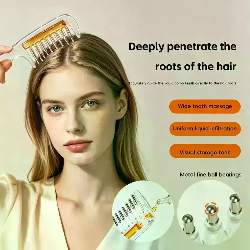 /YOV/1Pcs Liquid Guide Applicator Scalp Massage Comb Portable Hair Root Comb Hair Oil Serum Brush Anti-Leak Hair Care Tool