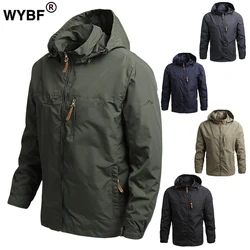 2024 Men Hooded Raincoat Winter Waterproof Skin Tactical Military Jacket Sport Hiking Windbreaker Sunscreen Army Jacket Clothing