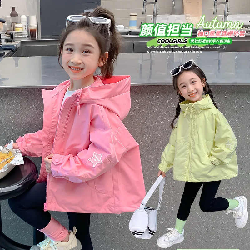 

Kawaii модные уличные куртки для девочек, куртка на молнии, студенческая весенне-осенняя повседневная куртка с капюшоном и героями мультфильмов, пальто, детская одежда