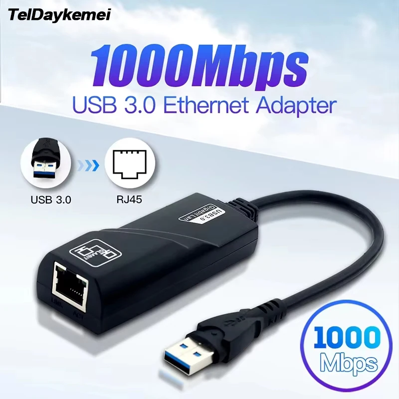 

Проводной USB 3.0 USB-адаптер Rj45 Lan Ethernet 1000 Мбит/с, сетевая карта RTL8153 для ПК Macbook, ноутбука, Windows 10/11