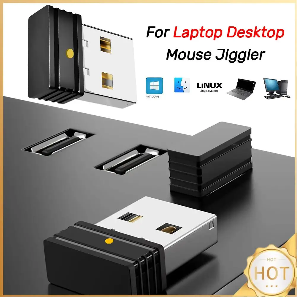 Mini Automatic Mouse Jiggler Mover Undetectable USB Automatic Move Cursor Shaker with ON/OFF Indicator Light for Laptop Desktop