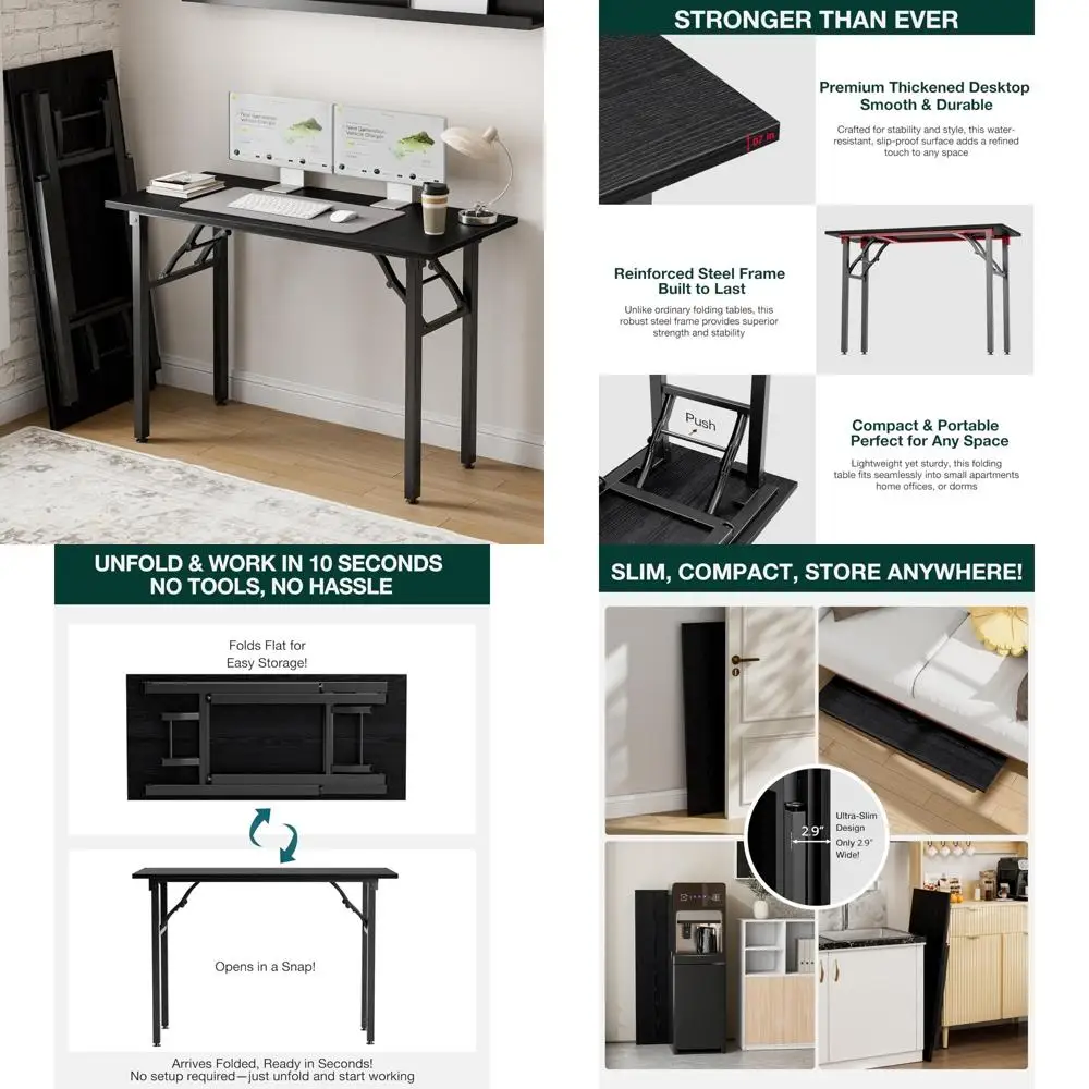 

Portable 43.3 Inch Folding Laptop Desk - Compact and Collapsible for Convenient Storage and Quick Setup