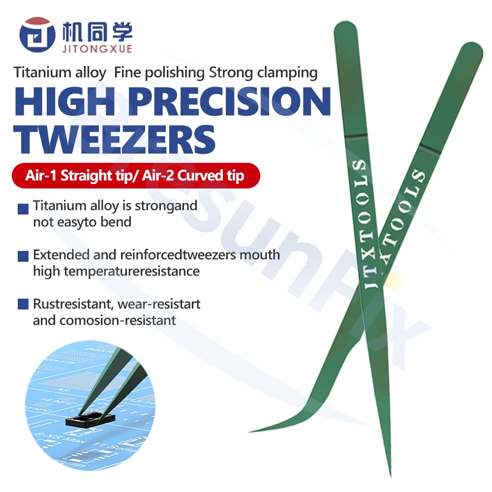 

JITONGXUE Air-1/2 High-Precision Titanium Alloy Tweezers for Mobile Phone Computer PCB Repairs Small Component Clamping Tool