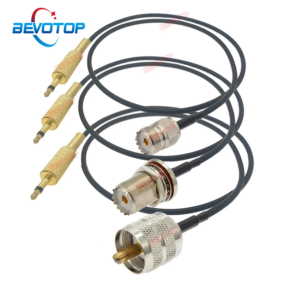 1PCS SO239 UHF Female Jack to 3.5mm Mono Male Plug 50 Ohm RG174 Pigtail for CCTV Camera Monitor Antenna Jumper RFCoaxial Cable